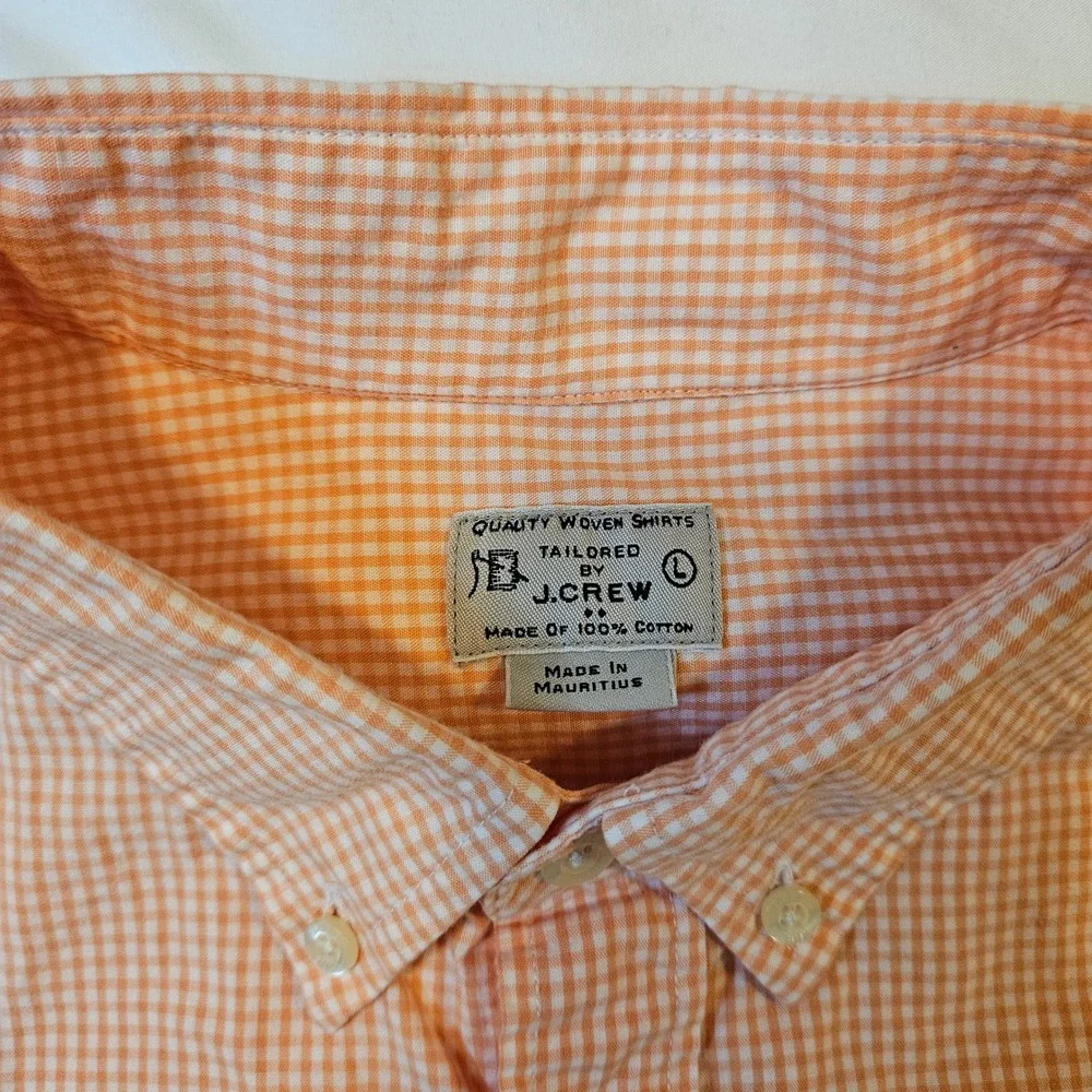 J. Crew Large‎ Orange Check Gingham Button-Up Shirt